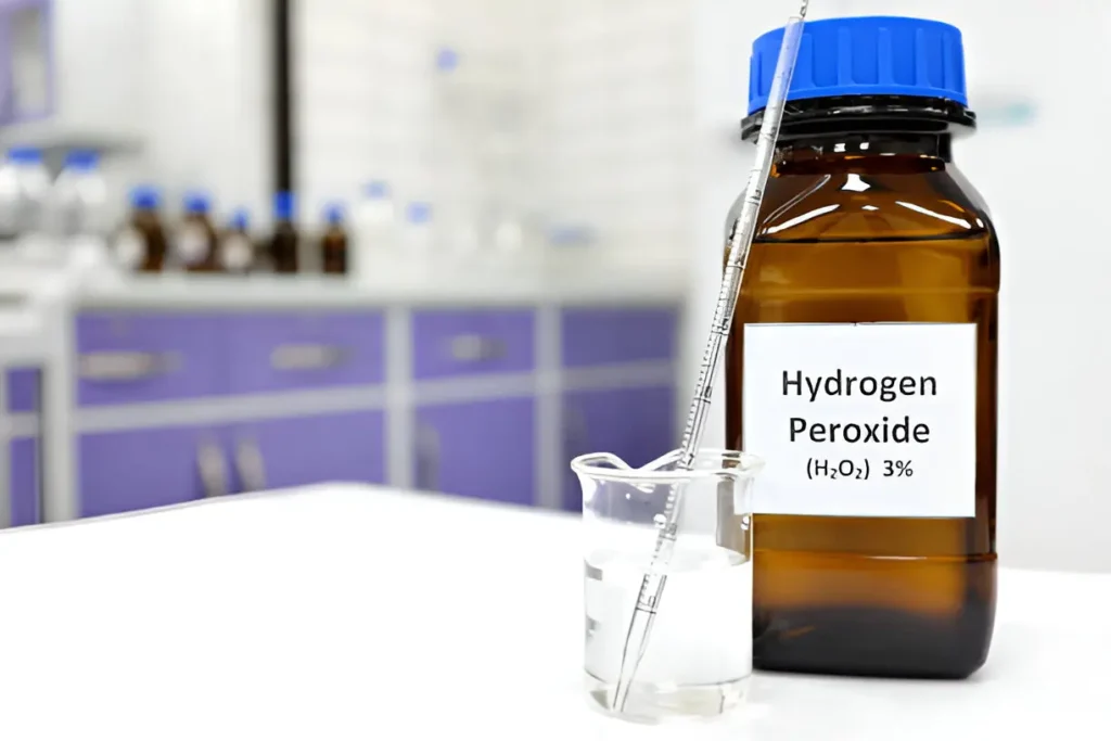 Woman rinsing mouth with hydrogen peroxide for tooth pain