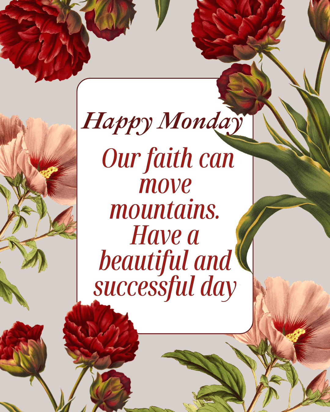 Motivational Christian Bible verse Instagram post – red and green vintage botanical watercolor